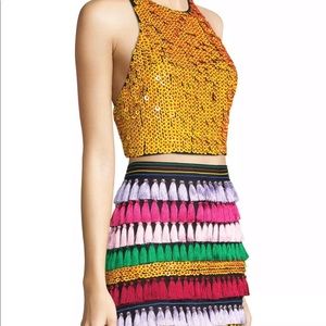 NWT Sequined Angular Crop Top In Yellow Poppy